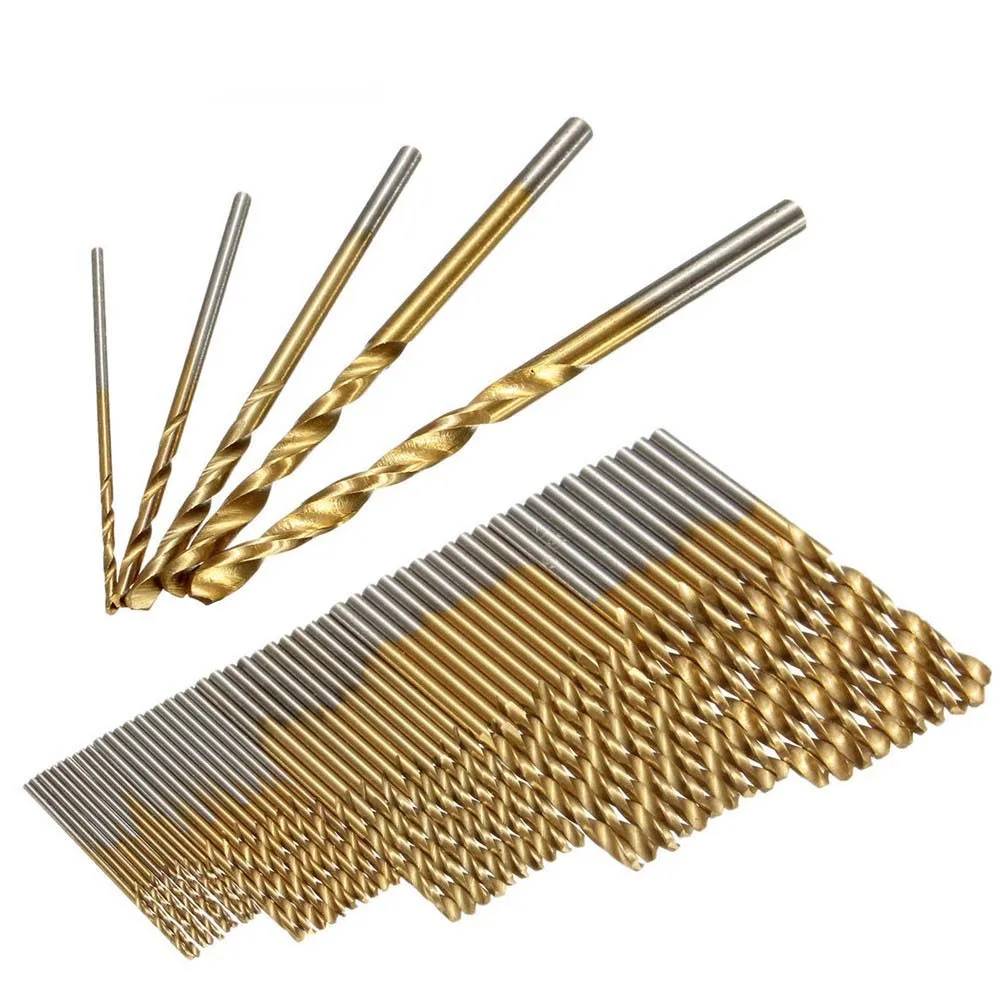 50 шт. HSS сверла с титановым покрытием высокоскоростное стальное сверло набор