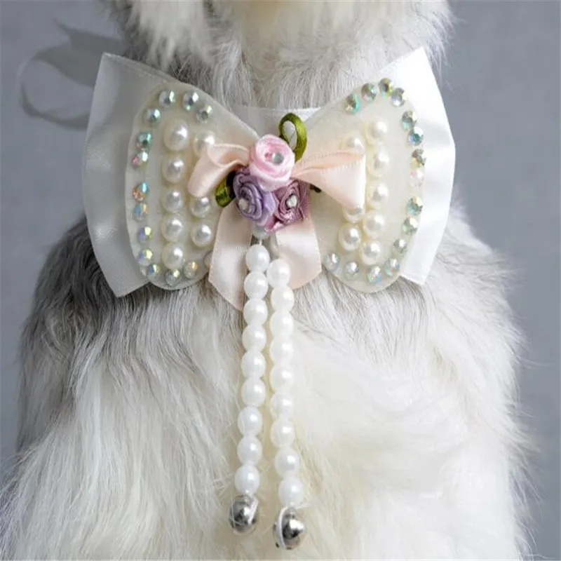 Pet Fashion Dog Collar Bow With Bell Cat collar Ribbon Adjustable XS S M L XL Various Colors Gifts | Дом и сад