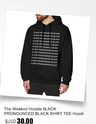 Толстовка Weeknd 6LACK ярко выраженная черная футболка с капюшоном мужской длинный пуловер хлопковая большая уличная одежда Осенние Синие толстовки