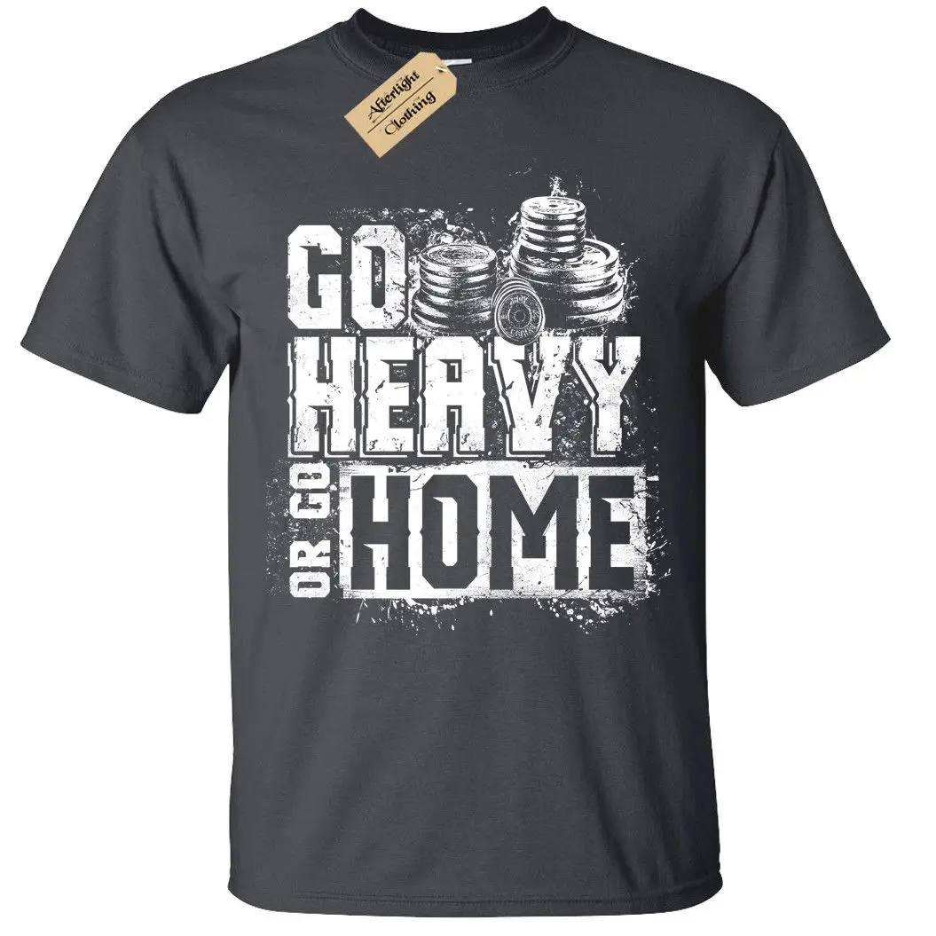 GO HEAVY OR HOME Мужская футболка S 5XL гимнастический тренажер Бодибилдинг|Мужские
