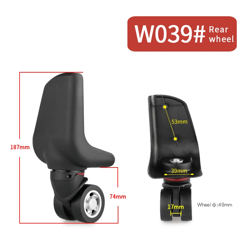 W039(2 Wheels)Rear Чемодан на колесиках, дорожная сумка на колесиках, модная новинка, универсальный чемодан на колесиках, аксессуары, пароль, коробка для самолета, Универсальные ролики - Цвет: W039(2 Wheels)Rear