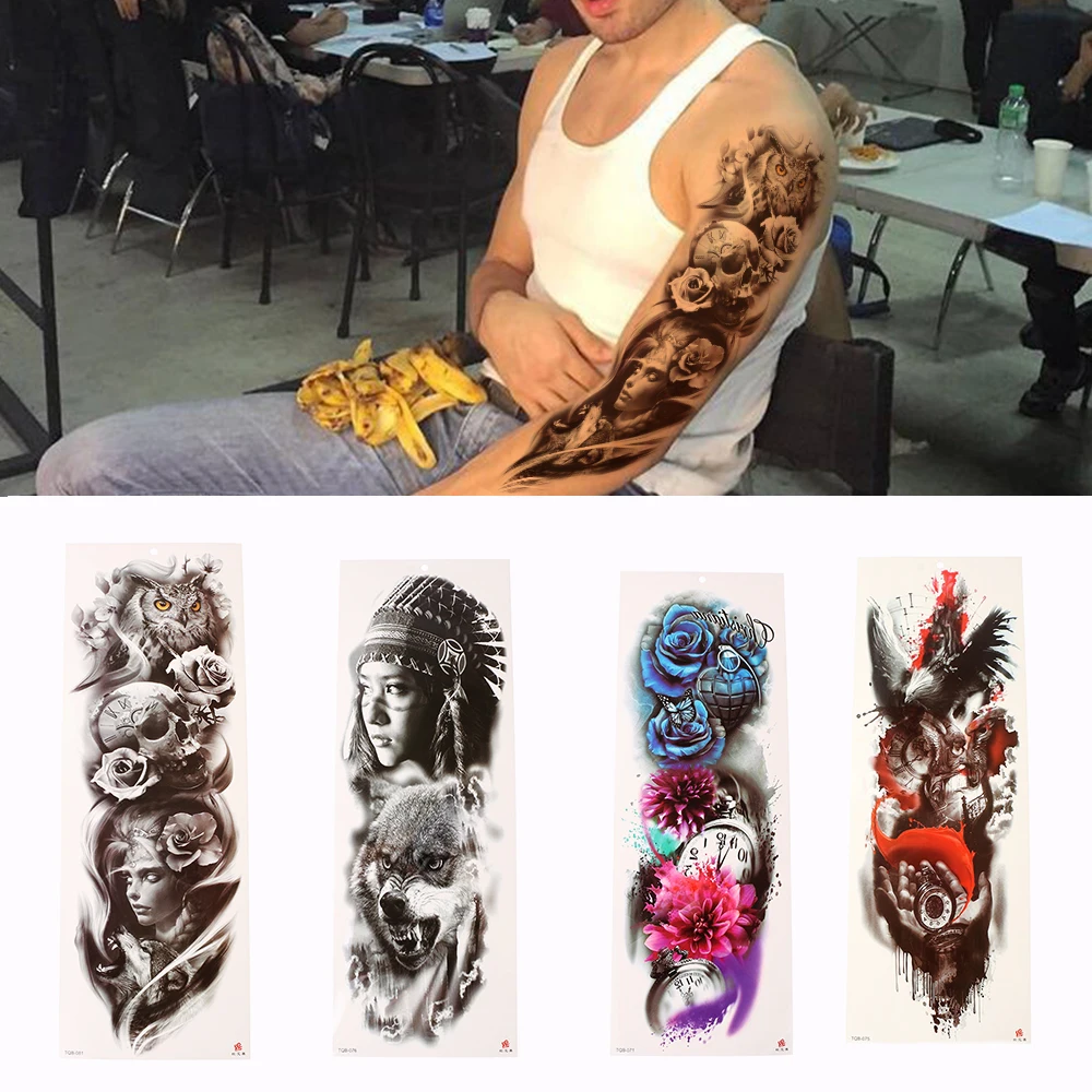 Большая водонепроницаемая Временная тату-наклейка унисекс наклейка на тело руки