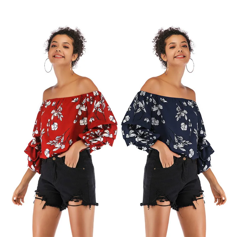 2019 новые летние женские футболки повседневная шифоновая рубашка с цветочным