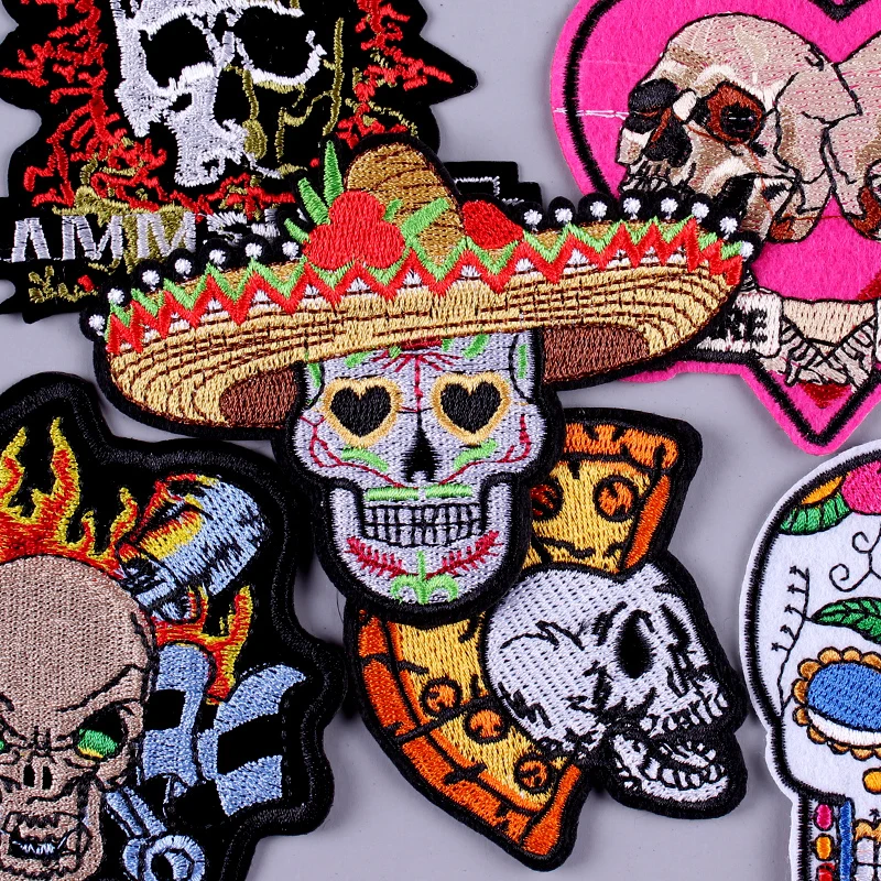 Нашивки с черепом в стиле рок группы для одежды вышитые термоклейкие нашивки на