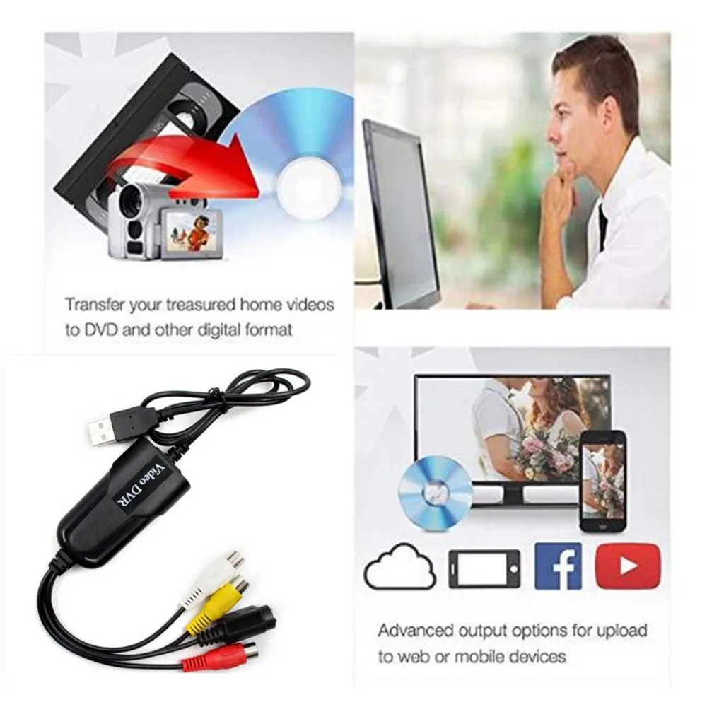 USB 2,0 Видео Аудио захвата карты-конвертер VHS в dvd цифровой видео Захваты устройства для Windows 7,8, 10