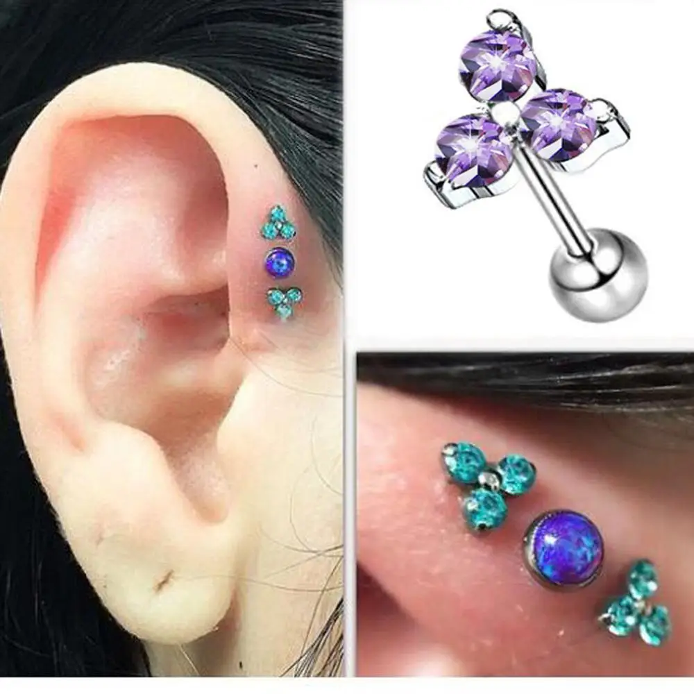 16g Нержавеющая сталь тройной опал штангой хряща Козелок спирали