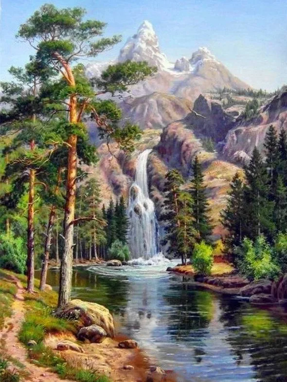 Алмазная мозаика Huacan, вышивка крестиком, пейзаж, полная квадратная дрель, Настенный декор, стразы, алмазная вышивка, водопад 5D, ручная работа - Цвет: AP3872