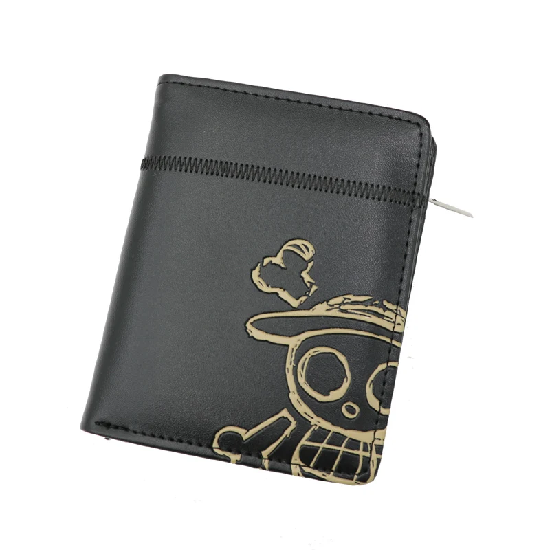 Аниме one piece Monky D Luffy кошелек на молнии черный короткий кошелек