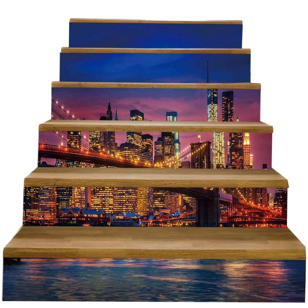 6 шт., 3D наклейки на лестницу, пол, наклейки на стену, 18x100 см, съемные, водонепроницаемые, сделай сам, кухня, щиток