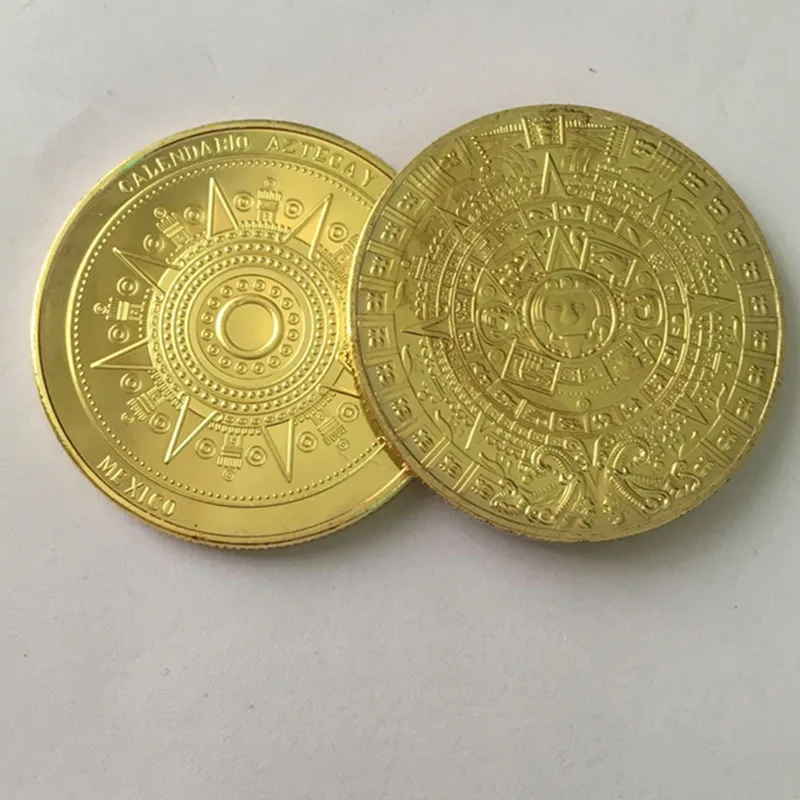 2 шт. значок из ацтекского календаря майя позолоченный унции 40 мм сувенир
