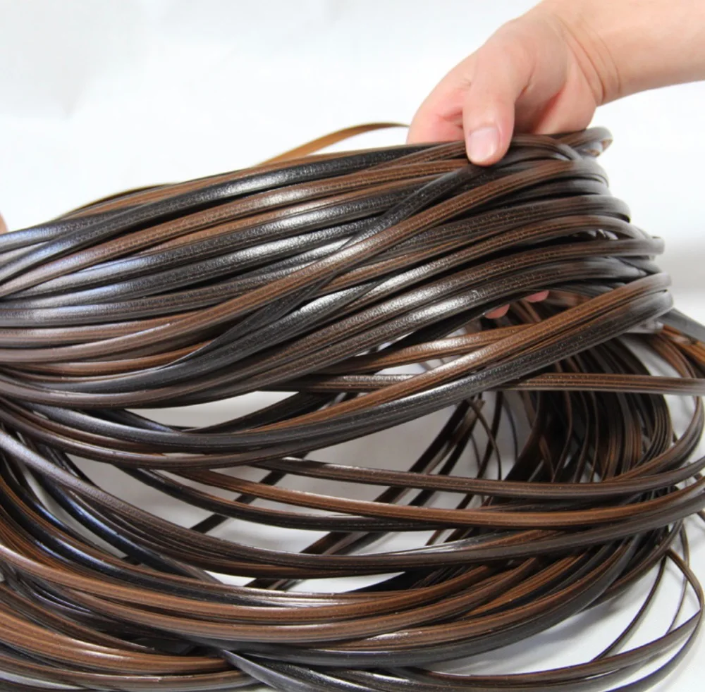 65Meters(500g)  Width:8mm Coffee Gradient Flat Synthetic Rattan Weaving Material Plastic Knit Repair Chair Table PE Rattan (art.: 7a95ea3d4) - 7a95ea3d4