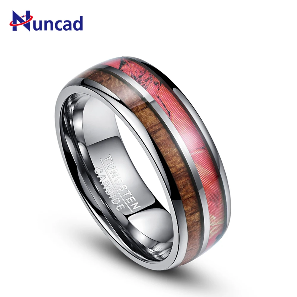 Nuncad T087R 8 мм широкий красный камуфляж карбида вольфрама кольца артишока шпон