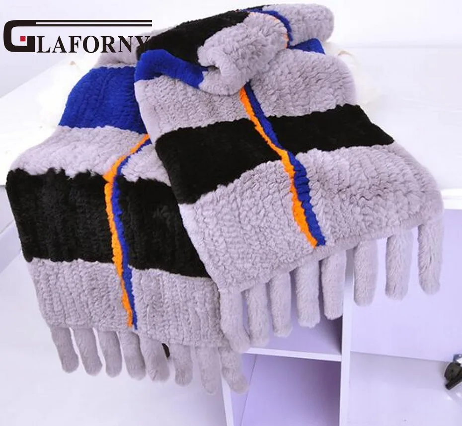 Женская шаль из кроличьего меха Glaforny 100% натурального с кисточками большой цвет |