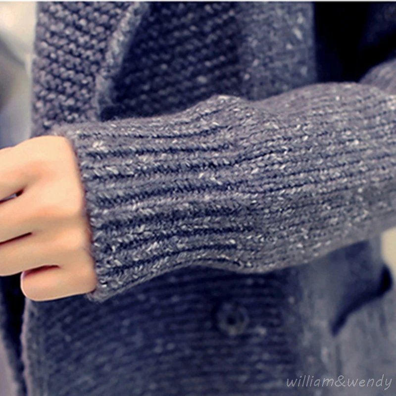 Men Women Long Sweater Coat Winter His-and-her Clothing Couple Knitted Cardigan Down Fashion Korean Warm Windbreaker Jacket |