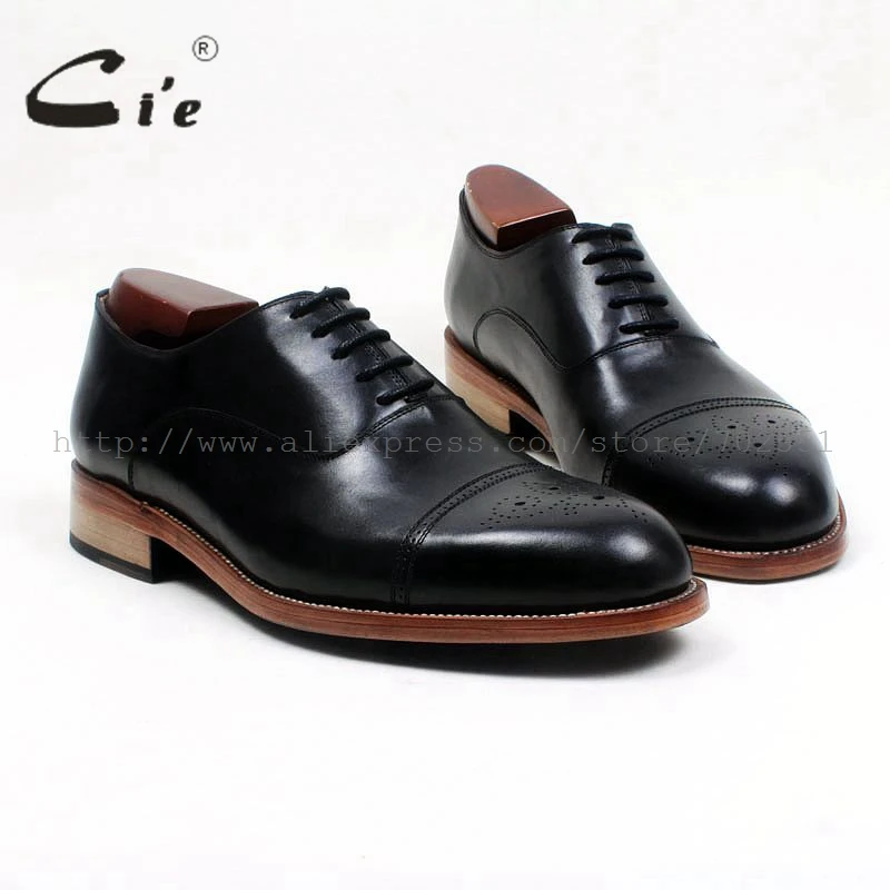 Cie полные броги с круглым носком медальон черные 100% натуральная телячья кожа