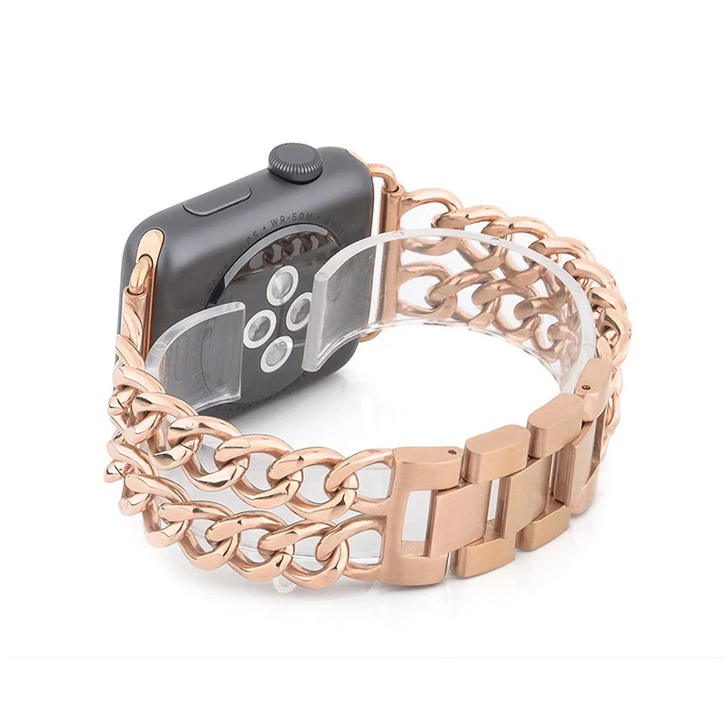 Браслет из нержавеющей стали розового золота, модный ремешок для Apple Watch, 42 мм, Роскошные ремешки для часов, браслеты для iWatch серии 38 мм - Цвет: A