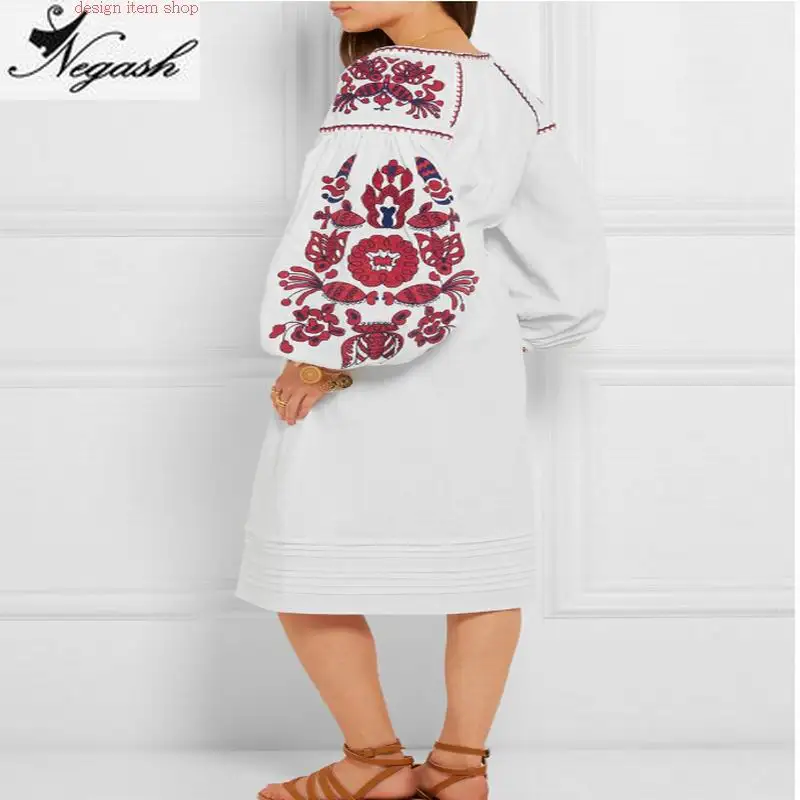 Длинное платье в стиле бохо винтажное большого размера с вышивкой из хлопка