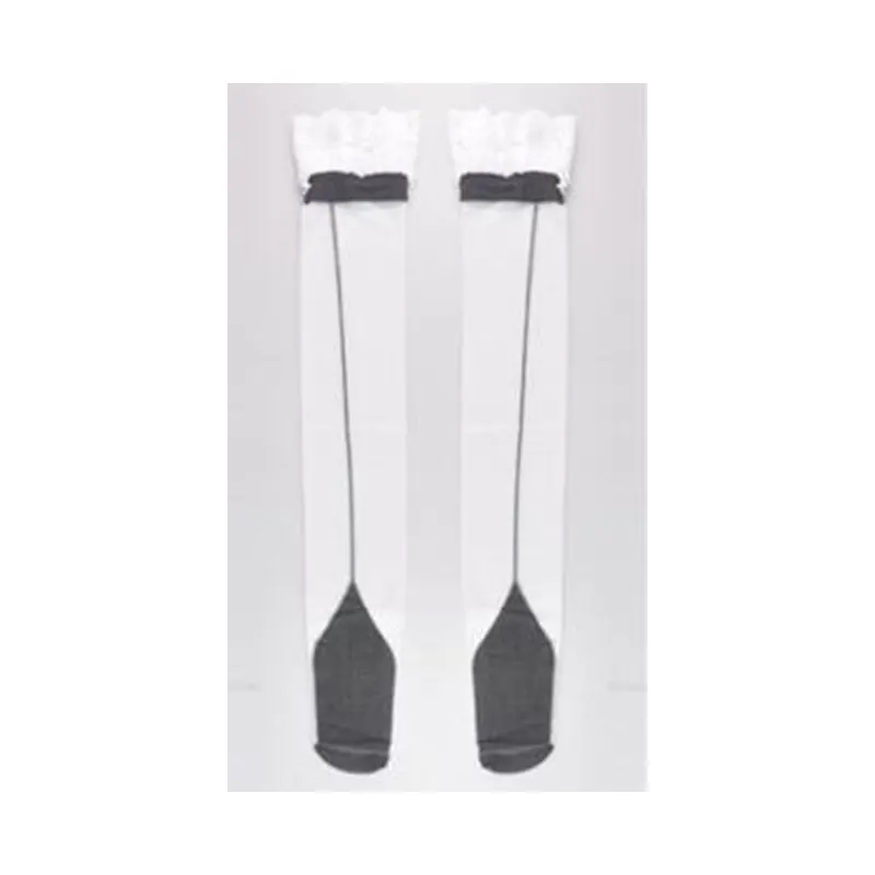 White Black 20D женские сексуальные прозрачные чулки до бедра в стиле панк, готика, кубинские кружевные верхние чулки с задним швом, женские свадебные Чулочные изделия - Цвет: White Black