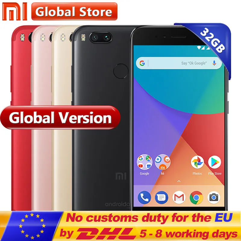Глобальная версия Xiaomi mi A1 4 ГБ 32 Восьмиядерный процессор Snapdragon 625 Android один сканер