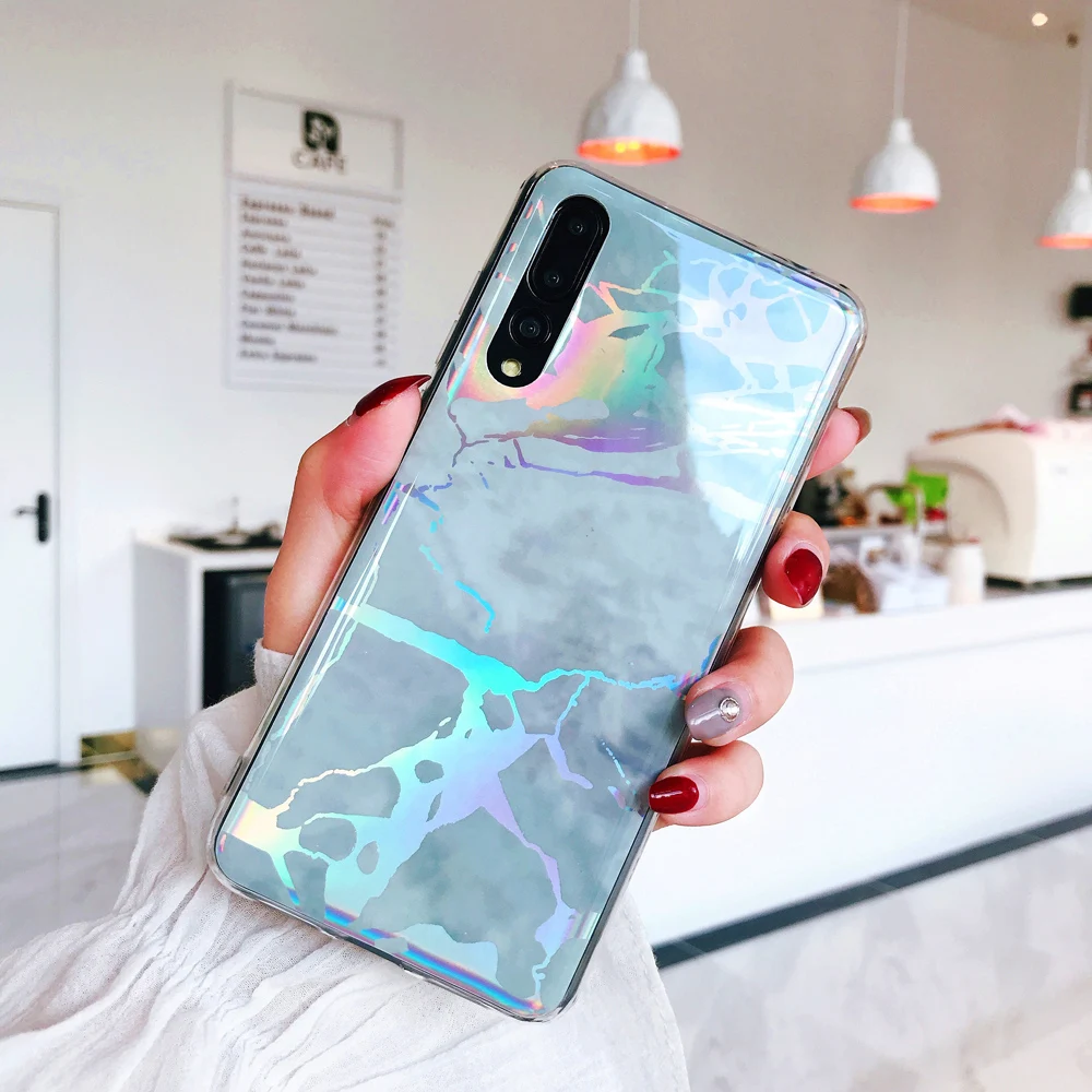 Чехол Heyytle Laser Marble для Huawei P30 P20 Pro Mate 20 Lite Nova 3i 3 Honor 10 7C, ультратонкий мягкий задний кожух TPU.