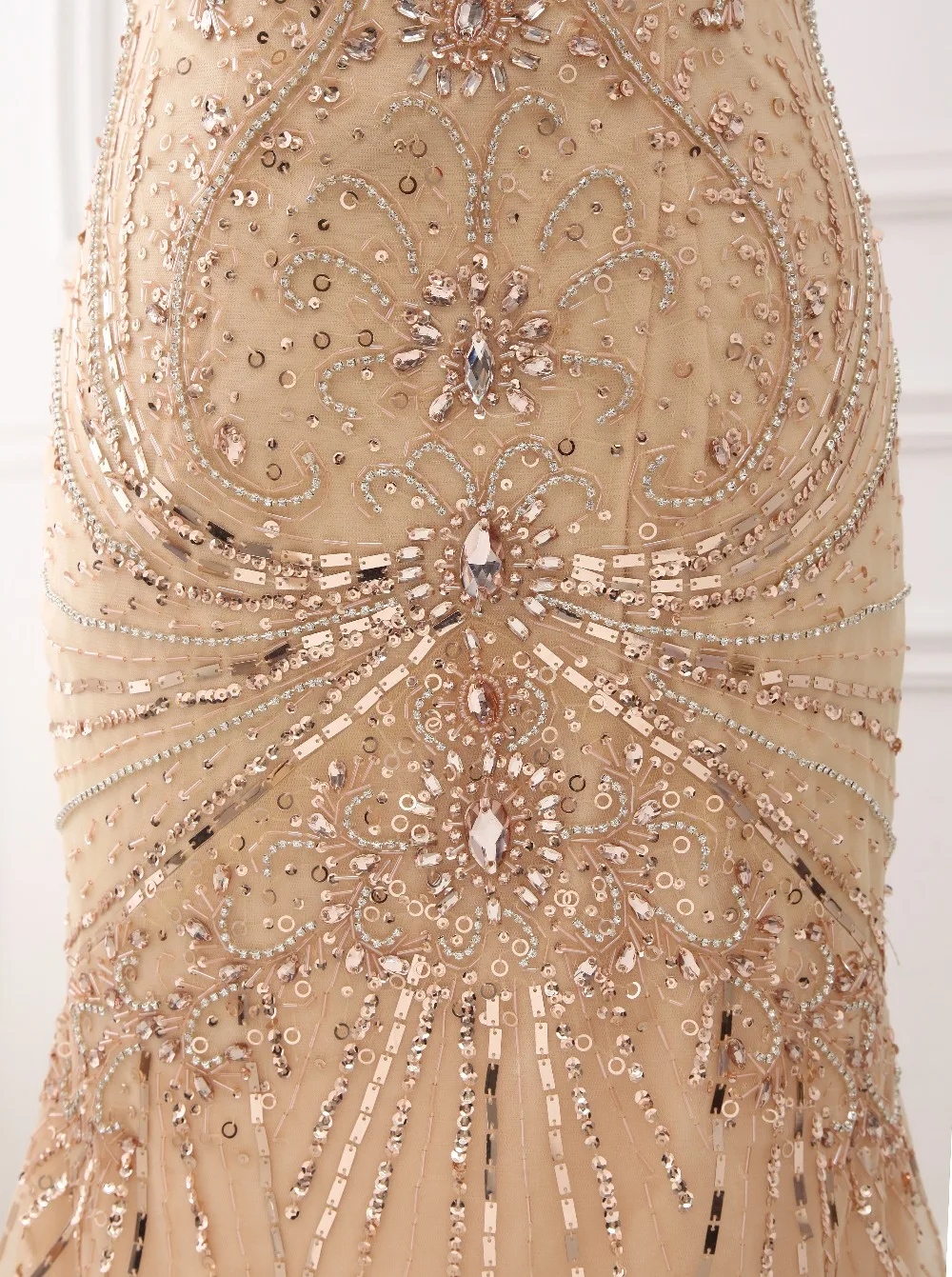 CloverBridal Иллюзия цветные цвета шампанского с рукавами ornes de beads sirene robe semree Long 2017 balayer