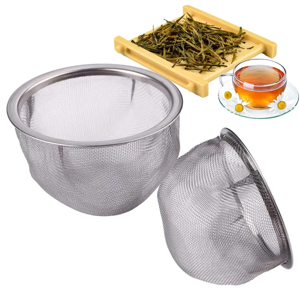 2 Piece Tea Mesh Infuser Reusable Tea Strainer Teapot Stainless Steel Loose Tea Leaf Spice Filter Drinkware Kitchen Accessories