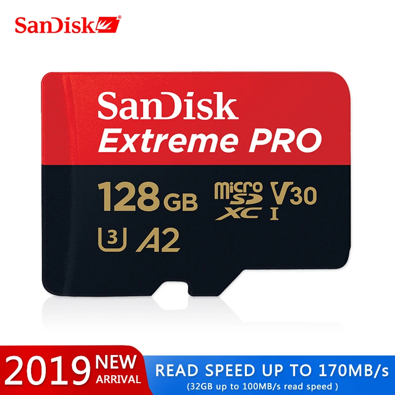 SanDisk Экстрим PRO Micro SD карта скорость чтения 170 МБ/с./с 128 Гб 64 Гб U3 V30 A2 карта памяти SDXC флэш-карта TF карта 4 K UHD для камеры