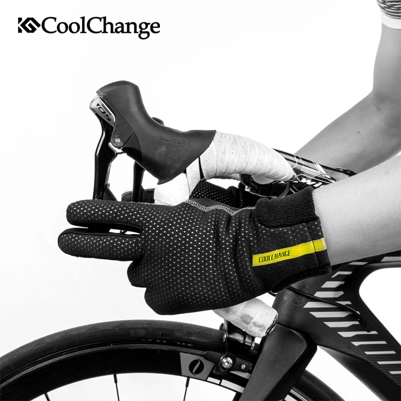 CoolChange велосипедные перчатки зимние теплые ветрозащитные MTB с сенсорным экраном