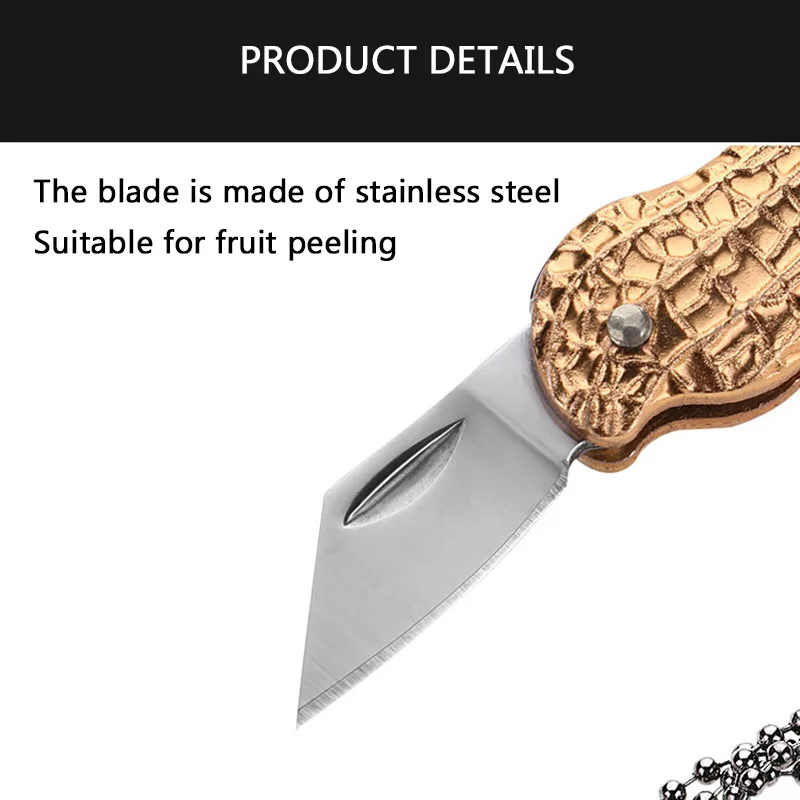 Портативный складной мини инструмент для чистки фруктов ожерелье нож открытый