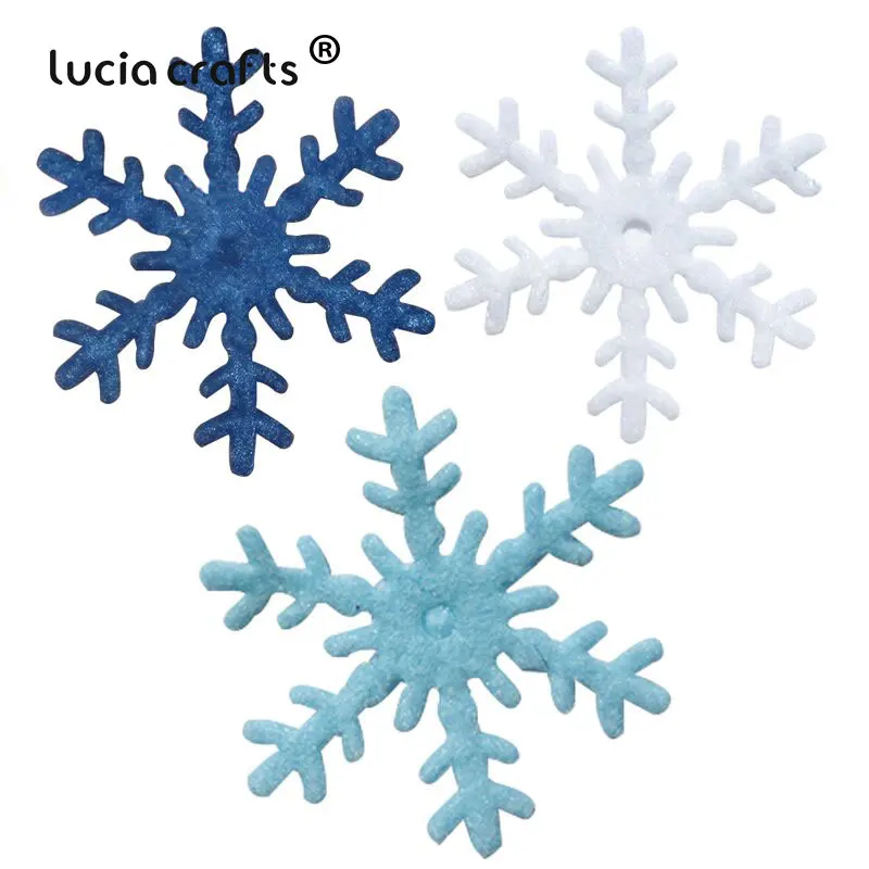 Lucia crafts 48 шт./лот 3 см Снежинка подвесная Рождественская елка/окно DIY украшения Ассорти нетканый мотив Войлок B1301