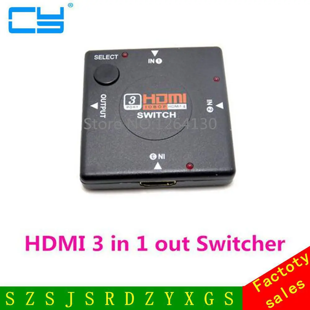 

HDTV-compatible Switch 3 Port Switcher Splitter 3 in 1 out Selector Adapter For PS3 PS4 Smart 1080P for Xbox 360 Game DVD Vedio