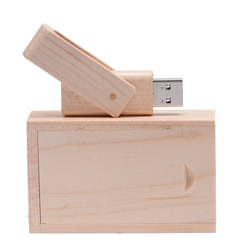 JASTER USB 2,0, деревянная поворотная флешка, usb флеш-накопитель, 4 ГБ, 8 ГБ, 16 ГБ, 32 ГБ, 64 ГБ, карта памяти, держатель, логотип на заказ, свадебный подарок - Цвет: maple wood with box