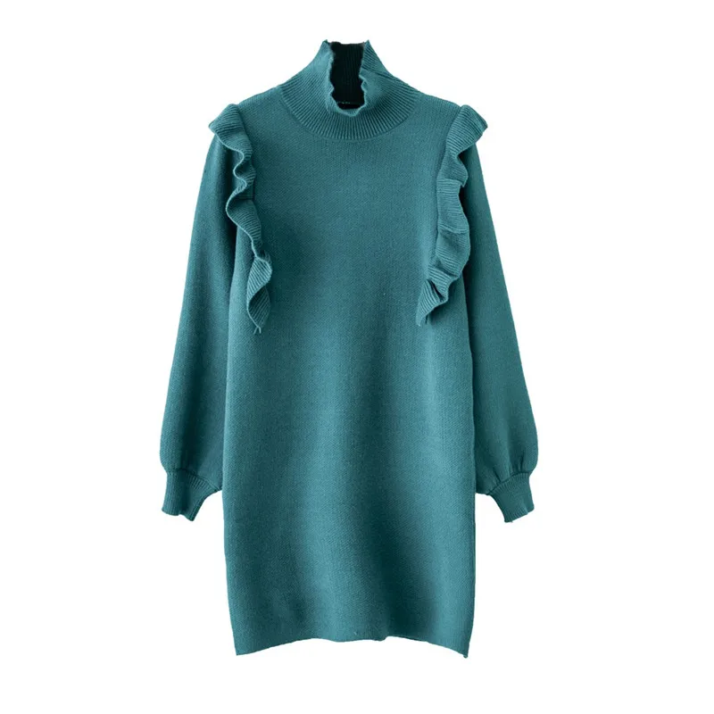 Новая женская вязаная одежда длинный свободный пуловер однотонный теплый свитер