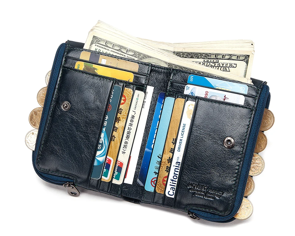 Новинка, модный мужской кошелек из натуральной кожи с двойной молнией, с карманом для монет, короткие маленькие рчид кошельки, высокое качество, многофункциональный кошелек