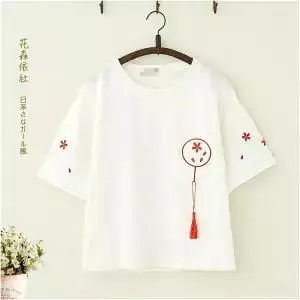 Short sleeve Летняя футболка с принтом Kawaii Japan, женская черная летняя футболка, топ, одежда в стиле Харадзюку, футболки для девочек, футболка, уличная одежда - Цвет: Short sleeve