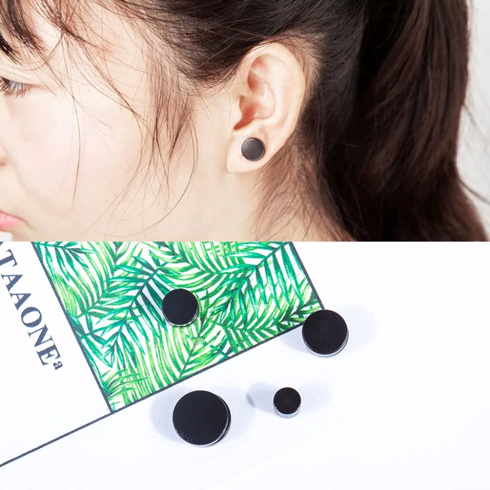 Много размеров панк титановые стальные гантели формы черные магнитные серьги с