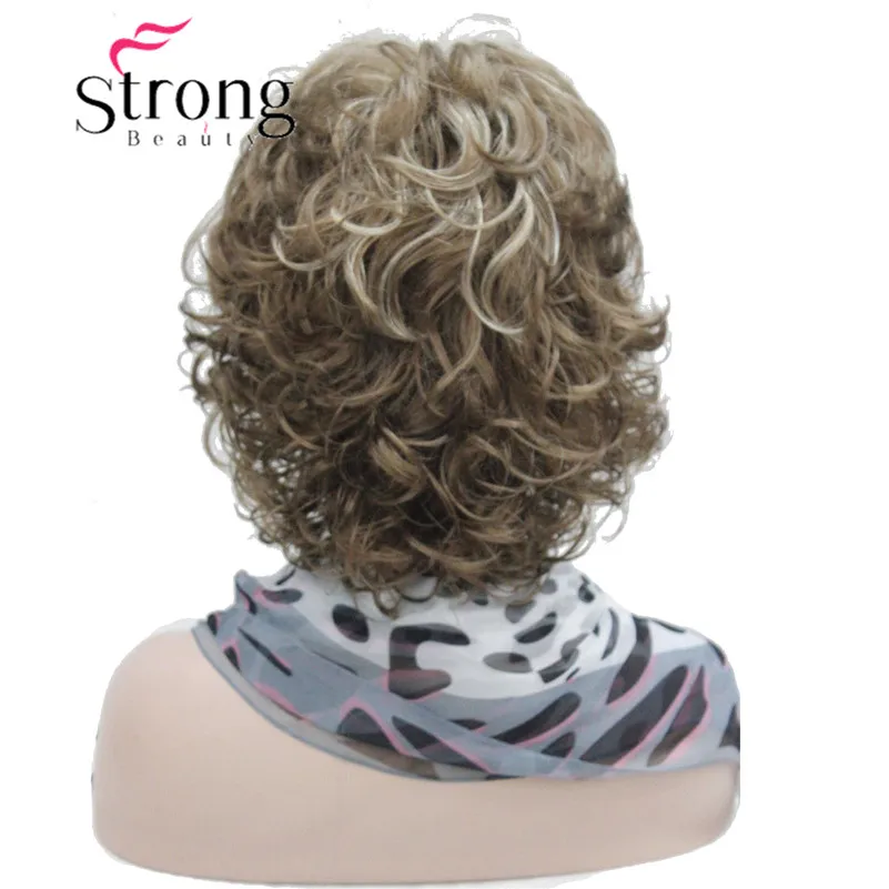 StrongBeauty короткие мягкие лохматый слоистых полный синтетический парик коричневым вьющиеся Для женщин синтетические парики