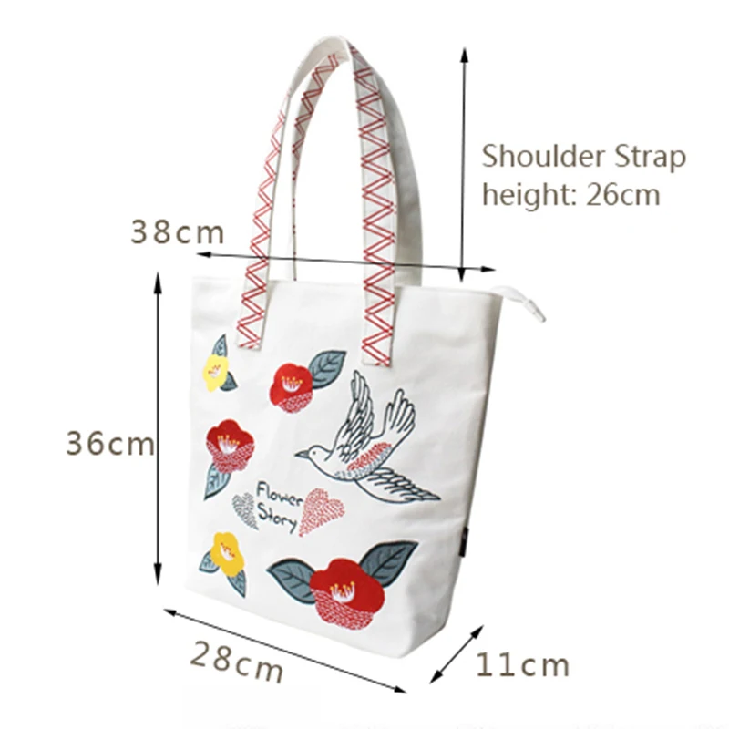 Большая Холщовая Сумка-тоут с вышивкой женская сумочка на плечо для