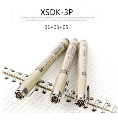 XSDK 3P SAKURA Pigma Micron иглы водонепроницаемые тонкие линии Черный Эскиз маркер ручка для дизайна кисть манга рисунок манга товары для рукоделия - Цвет: XSDK 3P