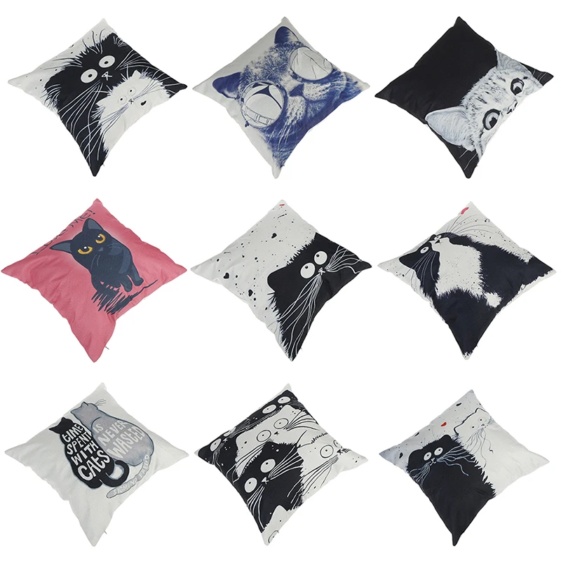 Винтажная белая и черная хлопковая подушка для кошек собак дивана на талии