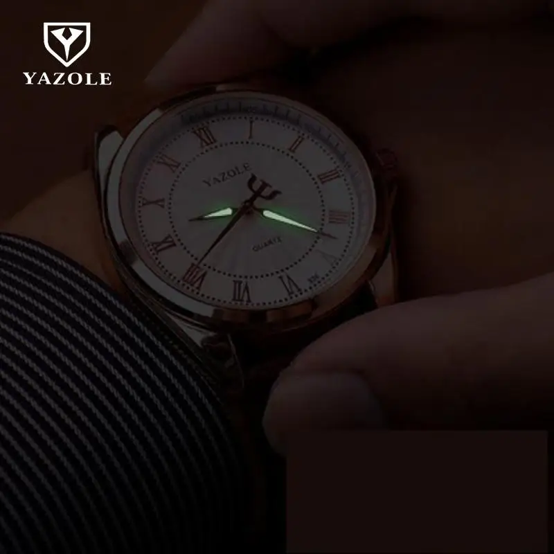 Новые Роскошные наручные часы YAZOLE No.336 с подсветкой из кожи черного и коричневого