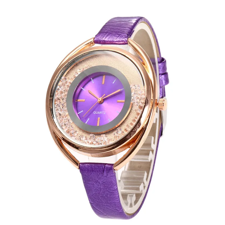 

Luxury Rose Gold Case Leather Watches Women Ladies Quicksand Dress Quartz Wrist Watch Relogio Feminino
