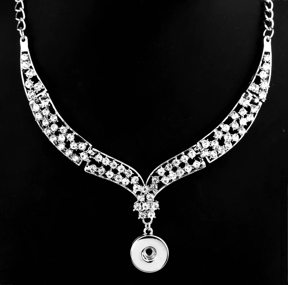 Женское колье с кристаллами посеребренное ожерелье 18 мм|snap necklace|jewelry necklacenecklace high