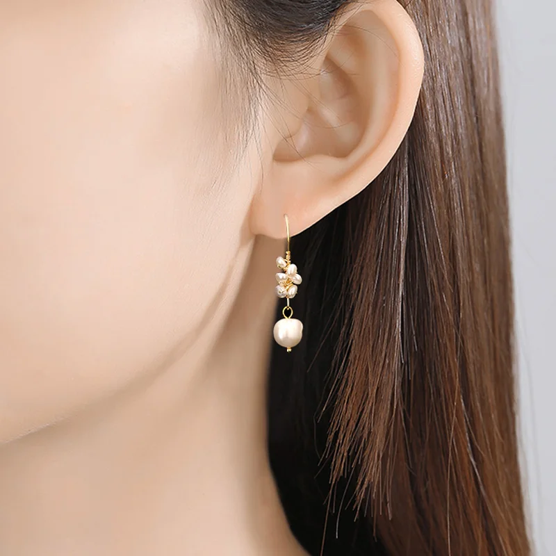 New Freshwater Pearls Tassel Earrings Geometry White Pink Drop Earring For Women Statement Ear Rings Handmade Jewelry | Украшения и
