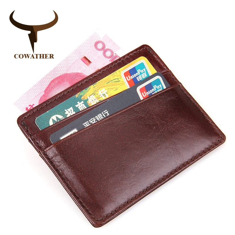 

COWATHER 100% cow genuine Card&ID holders top cow genuine leather wallets for men male purse porte carte free shipping
