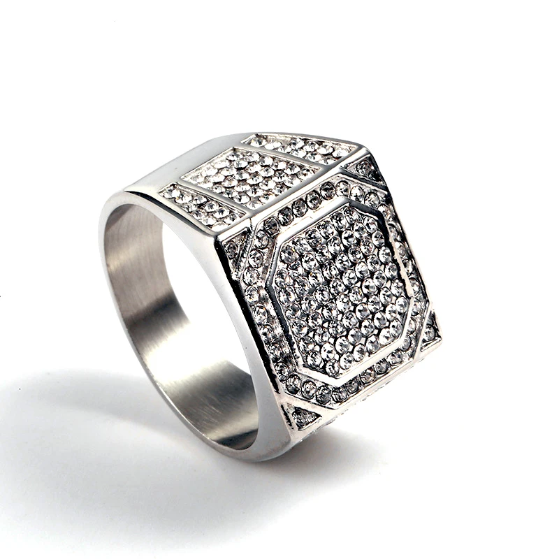 Кольцо в стиле хип-хоп нержавеющая сталь Iced Out Micro Pave CZ кубический цирконий