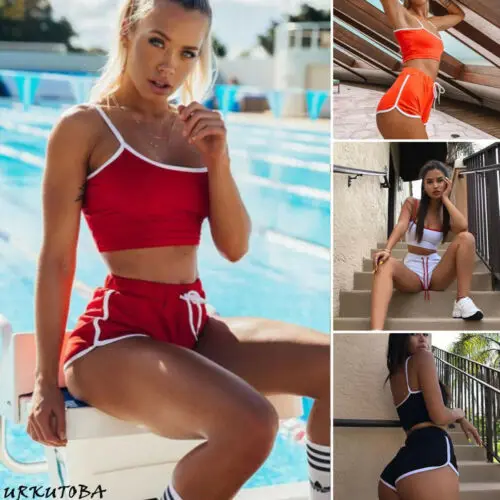 

Women Summer 2Piece Set Crop Top and Shorts Bodycon Outfit Short Sport Jumpsuit