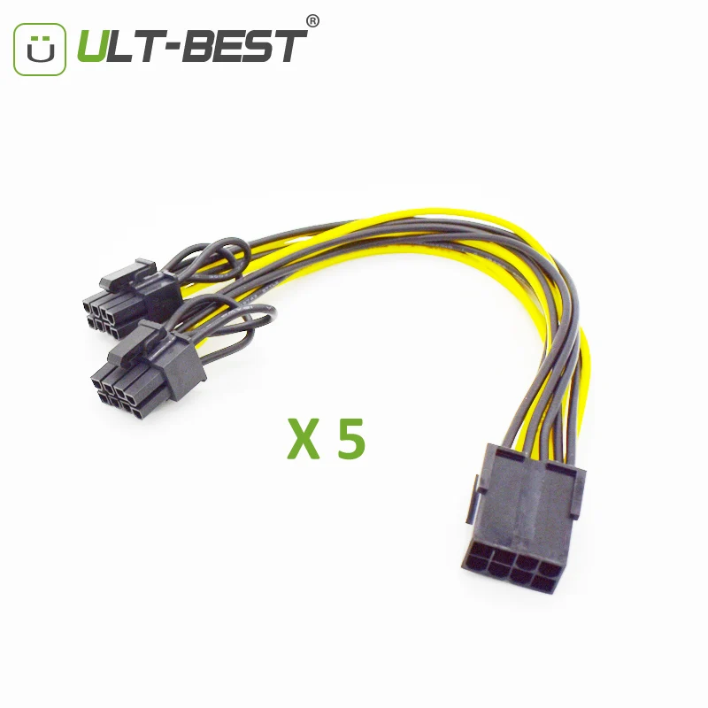 Кабель удлинитель ult best 5 шт./лот PCI E PCIE 8p Женский на 2 порта двойной 8pin 6 + p Мужской GPU