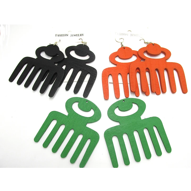 Бесплатная Доставка! 8 см афро палочки гребень деревянные серьги|earrings free shipping|wooden