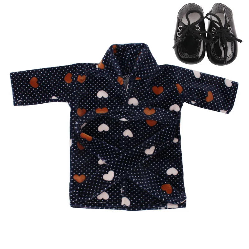 Черный 18 inch Girls doll clothes Fashion suit pajamas set with shoes American born dress Baby toys fit 43 cm baby dolls c642 - Цвет: Черный